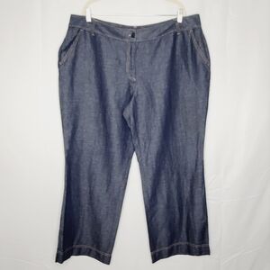 Talbots Woman Petites Heritage Pants Size 22W Linen Cotton Blend Wide Leg NEW